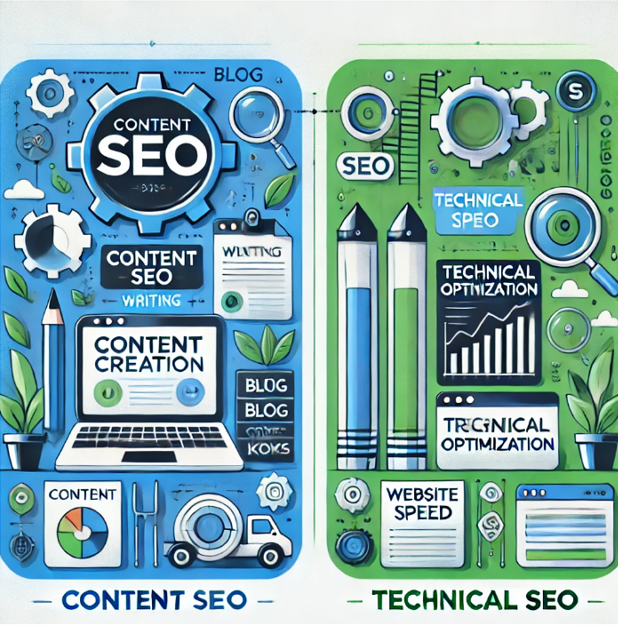 コンテンツSEO vs テクニカルSEO｜どちらが重要？の図解