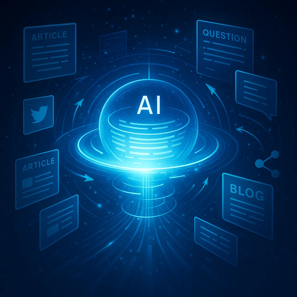 AI共創SEO未来論④AI共創型マーケティングの台頭──広告とAIが融合する未来線の図